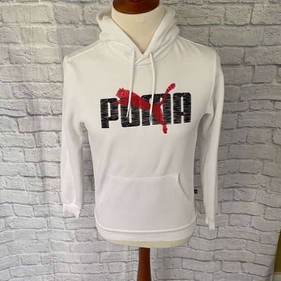 Puma men S pullover Longsleeve graphic print hoodie white - Picture 1 of 9